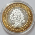 MARILYN MONROE $10 MGM GRAND 999 FINE SILVER CASINO GAMING TOKEN
