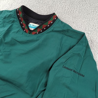 Vintage 90s Lehman Brothers Golf Pullover Mens L Green Aztec Extremely Rare