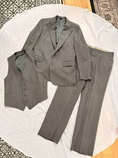 Vintage 3 PIECE SUIT Wool Houndstooth 42-44 Blazer, Custom 40 Trouser Vest