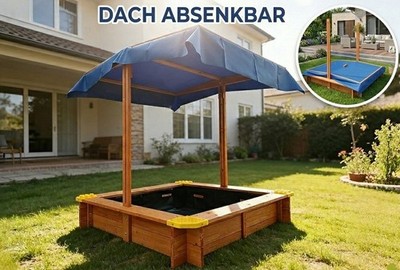 Sandkasten SANDI XXL mit Deckel und Sitzbänken Holzsandkasten Holz Sand Kasten