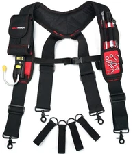 Magnetic Tool Belt Suspenders with Large Moveable Phone Holder Work Belt Padd...