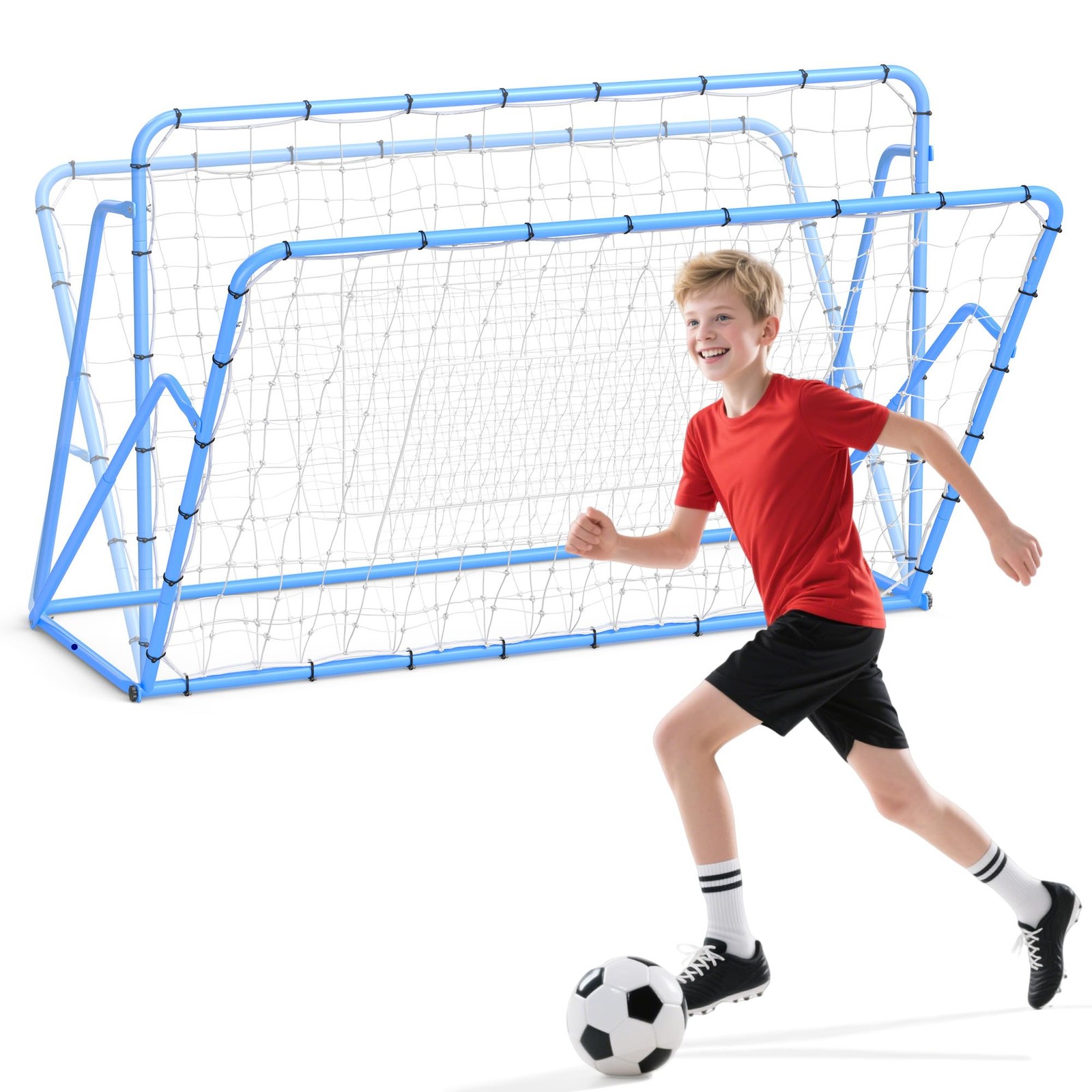 Filet de rebond football 6x4 ft avec cadre ajustable pour entraînement extérieur