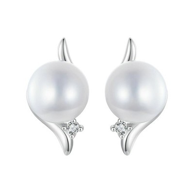 Sterling Silver Pearl Earrings Studs 18K Gold Plated Flat Back Earrings Hypoalle