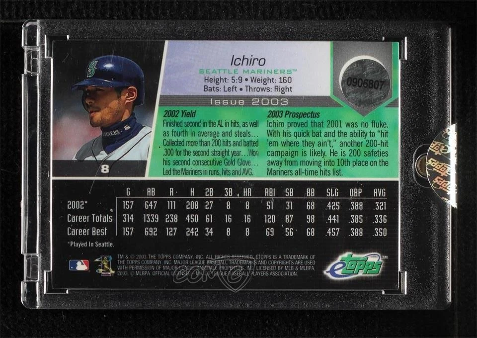2003 eTopps Ichiro Suzuki Ichiro #8 HOF - Image 2 of 2
