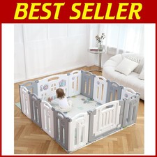 Baby Playpen Activity Centre Safety Yard - White Grey