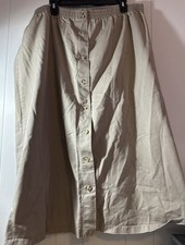 Vintage JMS Collection Skirt Womens Tan Pull On Faux Button Front V9