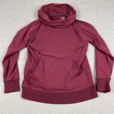 L.L.Bean Bean's Cozy Pullover Womens L Burgundy Cowl Neck Thumbhole 290312