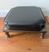 Vintage ETHAN ALLEN Baumritter Black Vinyl Stacking Footstool Square Ottoman #3