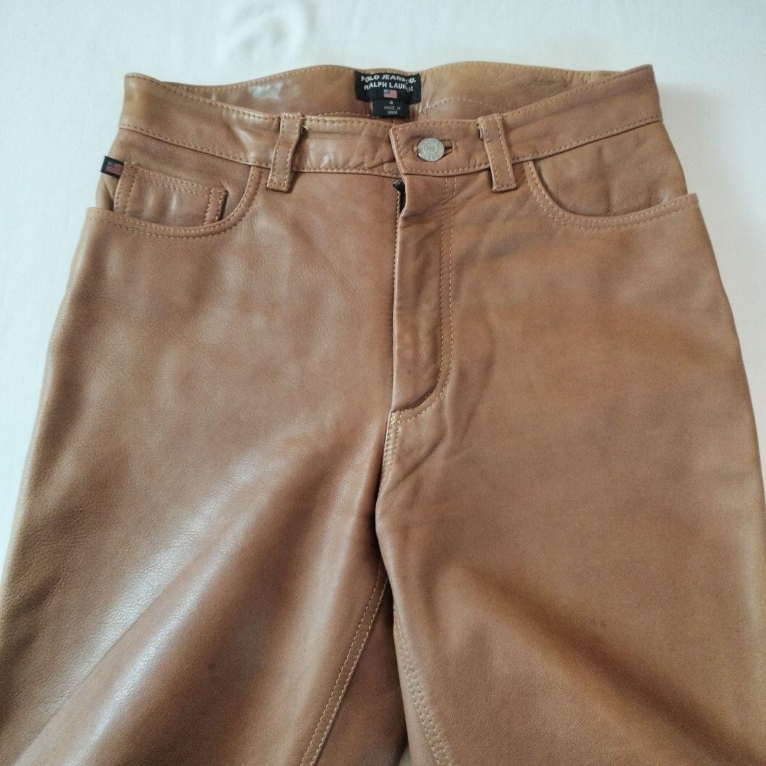 Ralph Lauren Polo Jeans Camel Leather Pants RRL Vintage JAPAN