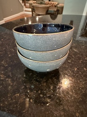 Denby Set Of 3 Rice Bowls  Storm  Plum/Grey Rare Made In England