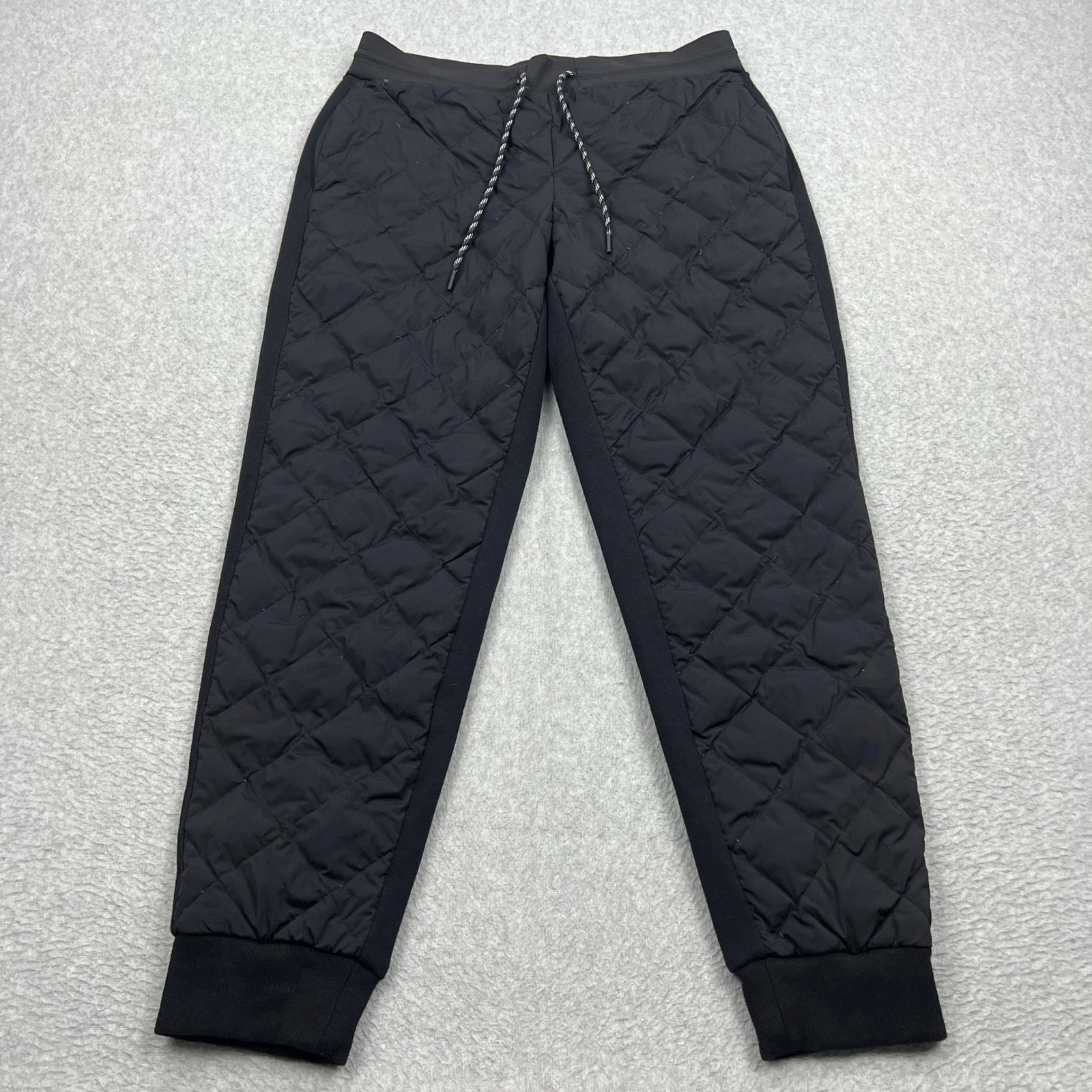 Athleta Apres Ski Down Jogger Women's 12 Black Puffer Quilted Goose Pants 985608