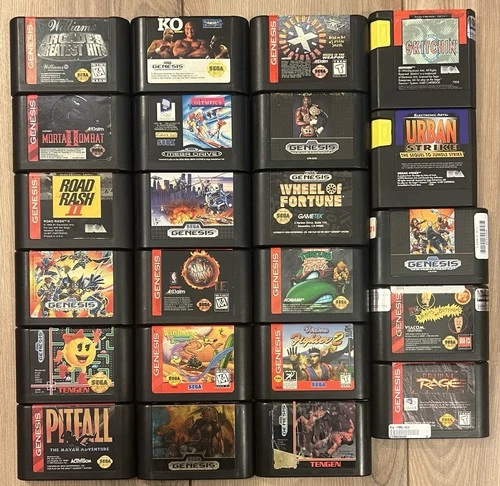 Lot Of 23 Sega Genesis Game Bundle Untested Mortal Kombat Xmen Primal Rage