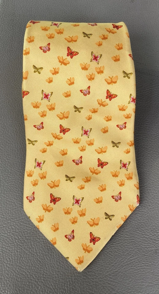 Salvatore Ferragamo - Corbata de seda - Patrón mariposa por todas partes - Hecho en Italia Foto 4 de 4