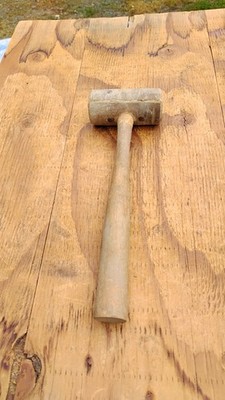 Vintage Antique 11  Rawhide Rolled Leather Head Mallet Hammer Tool USED Cond