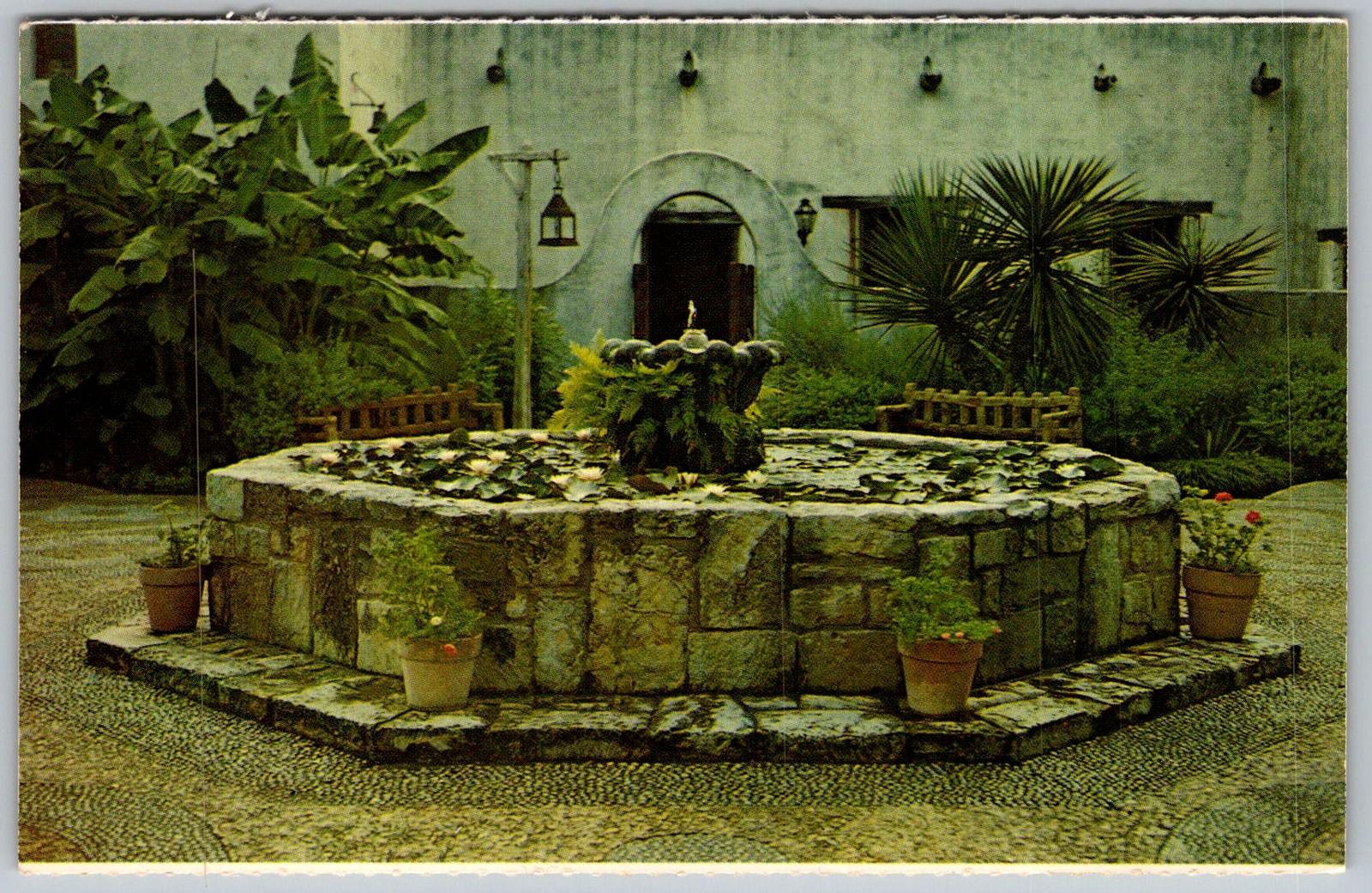 Vtg Postcard Spanish Governor's Palace Garden San Antonio, Texas 1950s