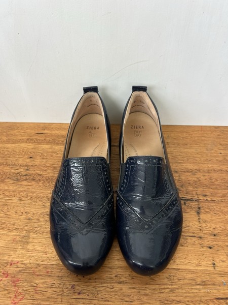 /🎈 ZIERA Blue Patent Leather Loafers Ballet Flats Brogues Moccasins 43 12