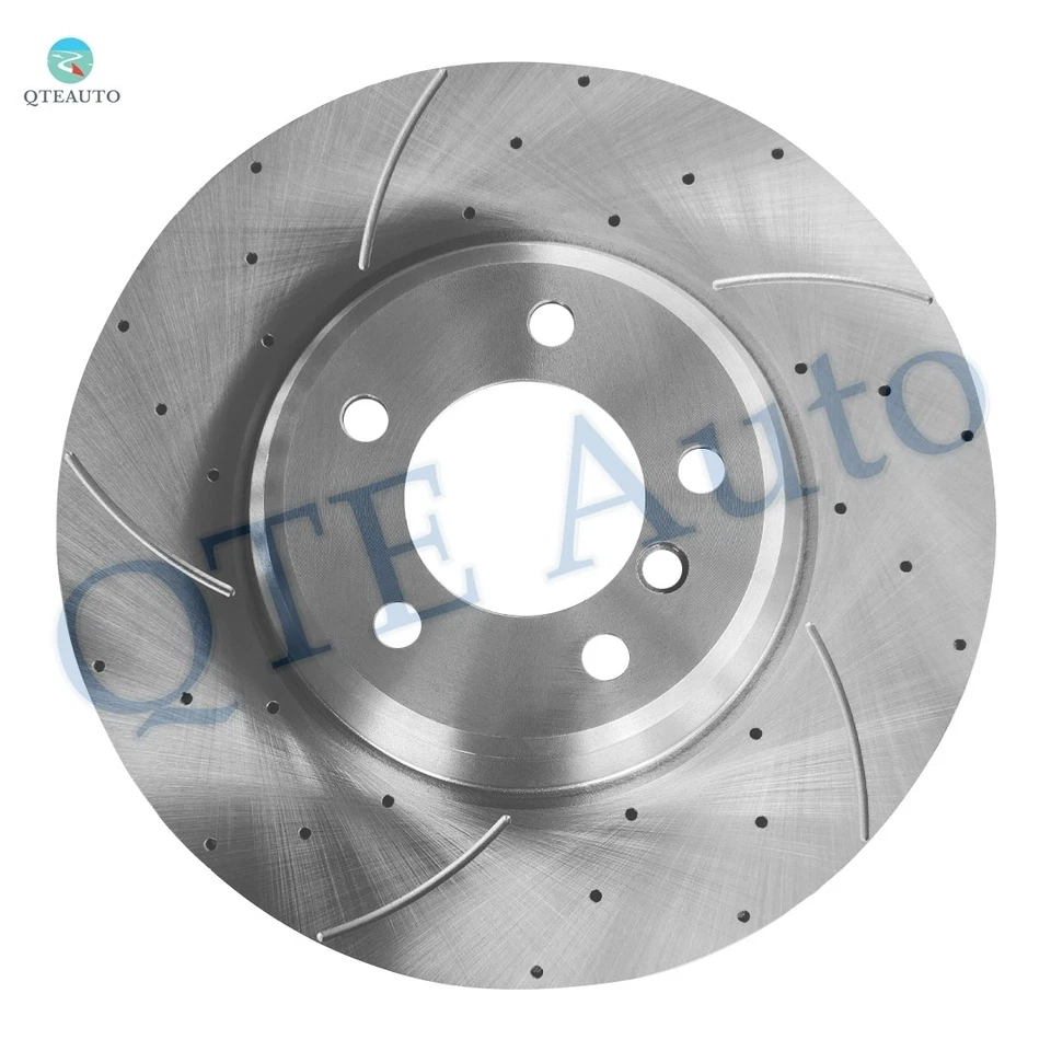 Front 348mm Drilled Slotted Brake Disc Rotors For 2013-2015 BMW X1 - Image 2 of 4