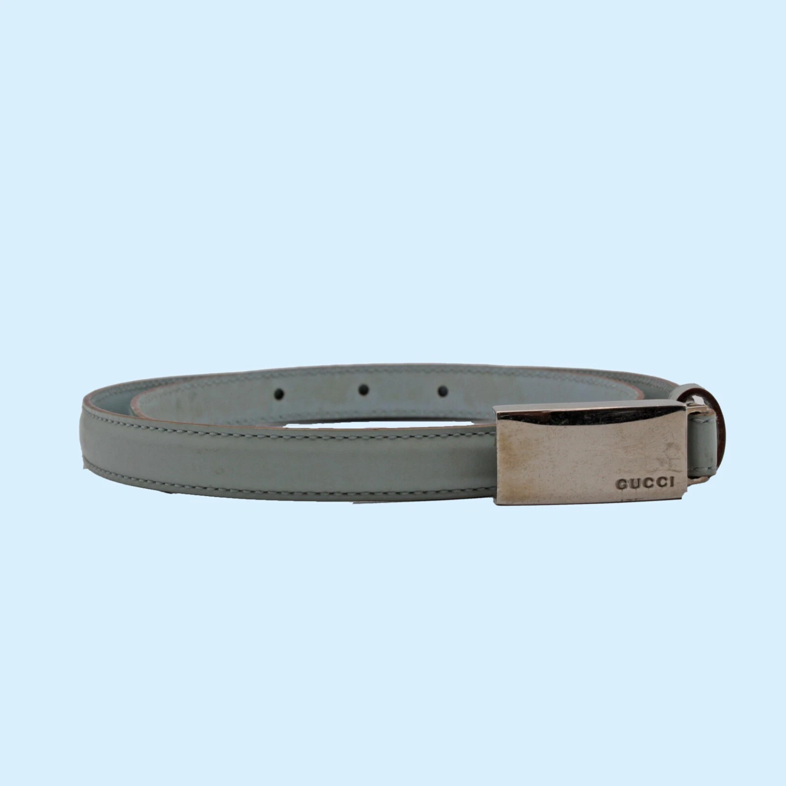 Boucle en métal argent GUCCI accessoires ceinture taille femme 65 cm d'occasion Italie
