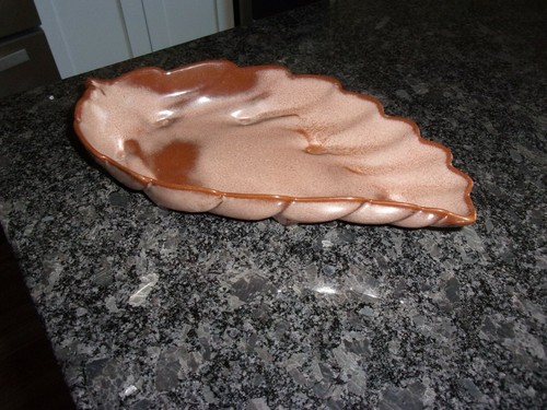 VINTAGE FRANKOMA POTTERY LEAF - SERVING DISH - CANDY/NUTS/ETC - APPROX. 12"