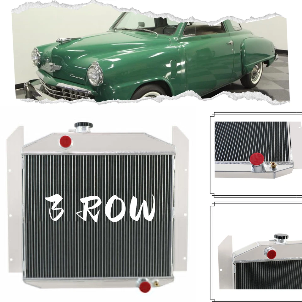 Aluminum 3 Rows Radiator For 1949-1952 Studebaker Champion Commander 2R5/6/10/11 Foto 3 de 4