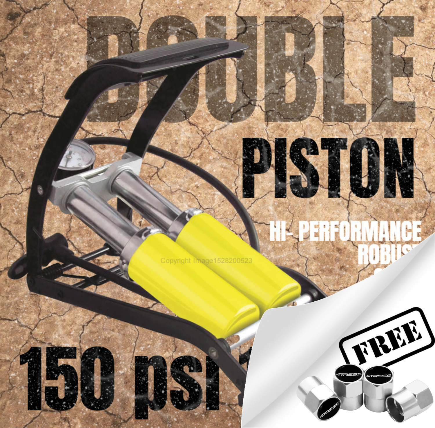 Air Inflator Foot Pump Car Bike Tyre Hi Performance Double Piston SWFPHP3+CP