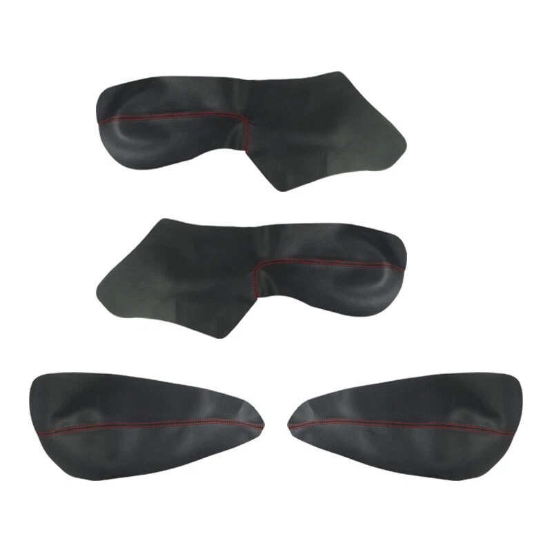 For Peugeot 206 Citroen C2 4Pcs Door Panel Insert Cards Leather Cover Trim Black - Image 3 of 4