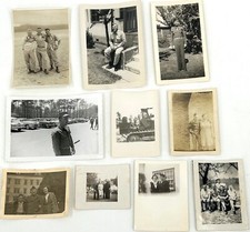 10 ORIGINAL TYPE-1 WORLD WAR II PHOTOS - SOLDIERS, FAMILY, BARRACKS, ETC...