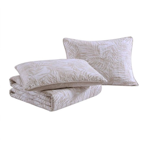 Tommy Bahama Twin Size Quilt Set 2-Pcs Cotton Reversible Machine Wash Beige - Picture 5 of 7