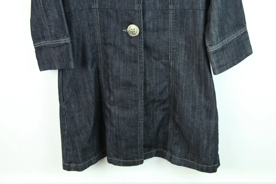 Gabardina Baccini Denim Medio Oscuro Y2K Twee Otoño Cápsula Mínima Lavado Oscuro Foto 4 de 4