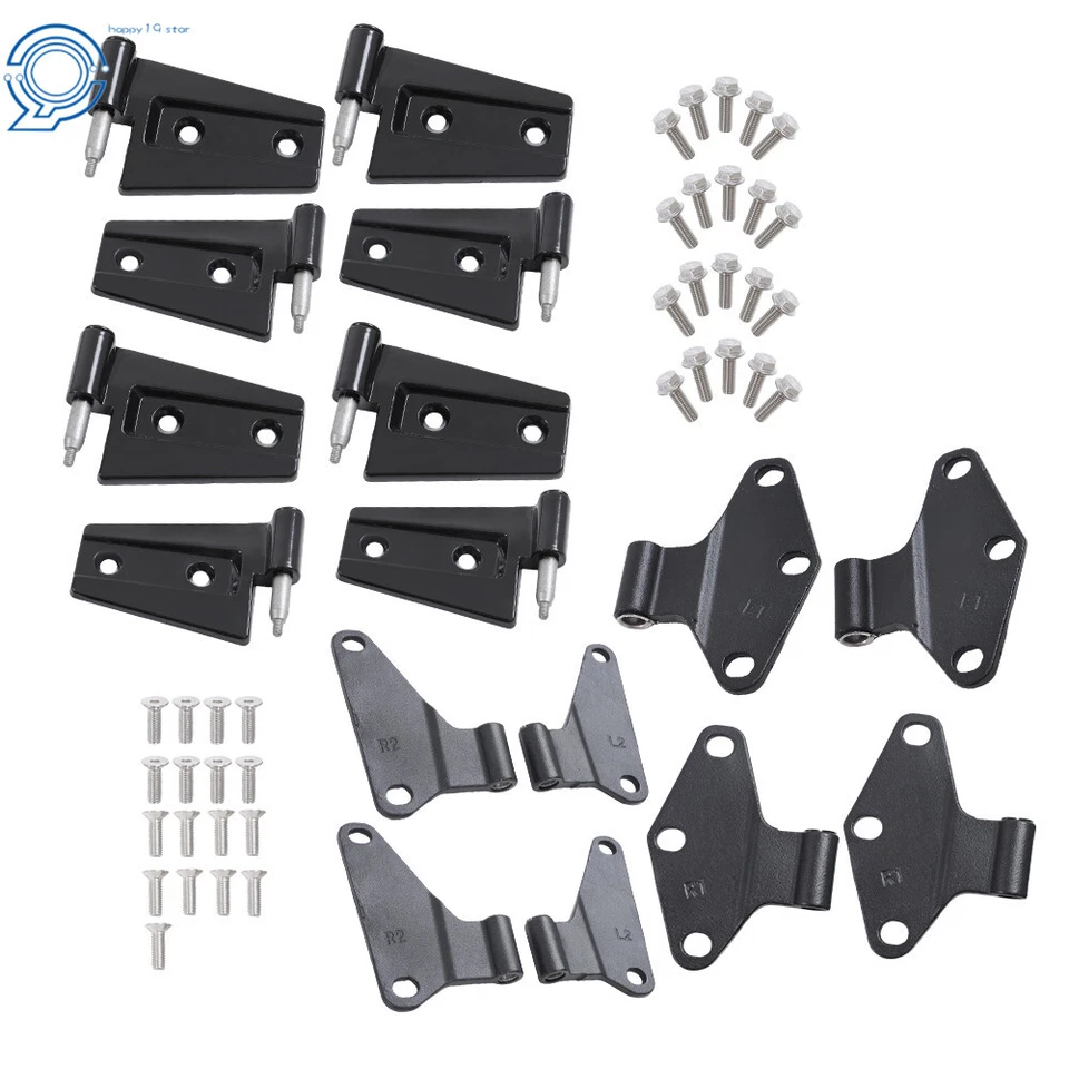Body Door Hinge Replacement Set Black Powder Coat For Jeep Wrangler JK 2007-2018 - Image 3 of 4