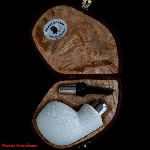 AGovem Spigot Handcarved Meerschaum Smoking Pipe Pipa w Sterling Silver AGM-1797