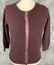 Free People Deep Wine Wool Angora Lined Cardigan Sweater sz M (10333) 