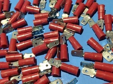 100 Pcs 22-18 AWG MALE Spade Lug Terminal 3/16' wide Insulated ETC-MOLEX US Made