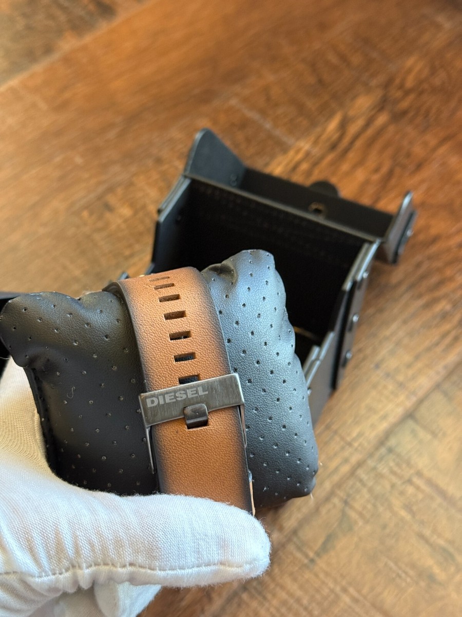 Diesel Original DZ7332 MR DADDY 2.0 Gunmetal Brown Leather Strap