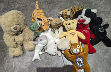 Lot of 13 Stuffed Animal, Plushes, Beanies - State Teddy Bear, US Open, Cats