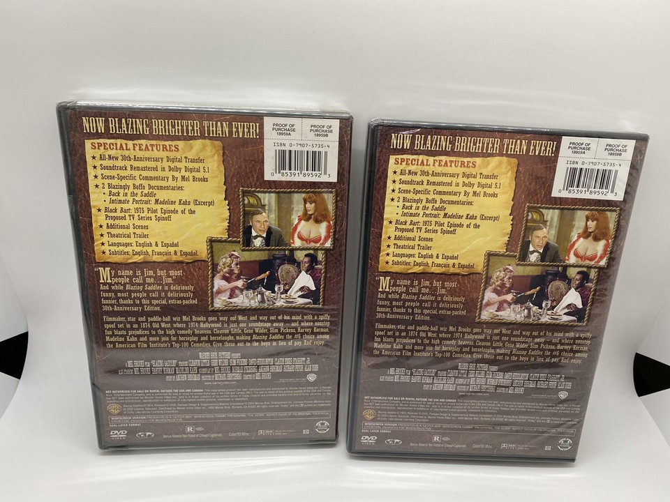 TWO NEW SEALED Blazing Saddles 30th Anniversary Special Edition DVDs