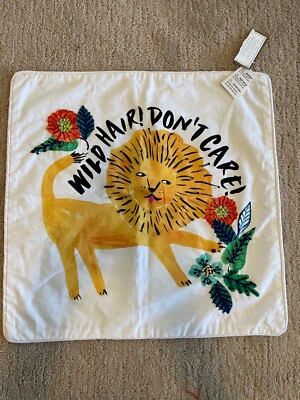 PB Teen Pillow Cover Lion Wild Hair Don't Care Beaded Tween Flower Rebel Dorm
