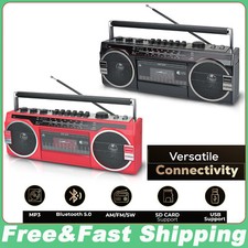 Retrobox 2 Way Speaker System Boombox w/Bluetooth, AM/FM/SW/USB, Cassette Player