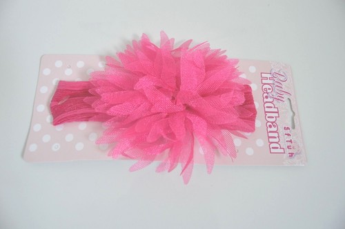 NEW Soft Touch Baby Flower Ball headband fuchsia pink 100% Polyester - Picture 2 of 2