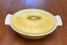 Vintage DESCOWARE YELLOW Individual Casserole w/Lid 16-A-14 Cast Iron