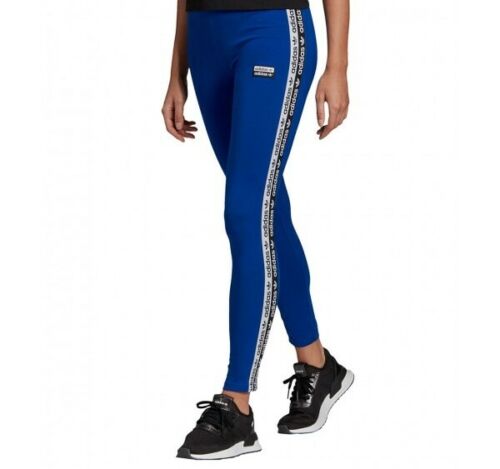  ADIDAS ORIGINALS TAPE LEGGINGS RETRO  UK 8  BLUE  BNWT  LAST 2 - Picture 1 of 4