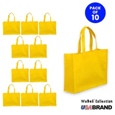 Shopping Tote Bags Eco Friendly Reusable Recyclable Gift Promo Bag 10pack Yellow