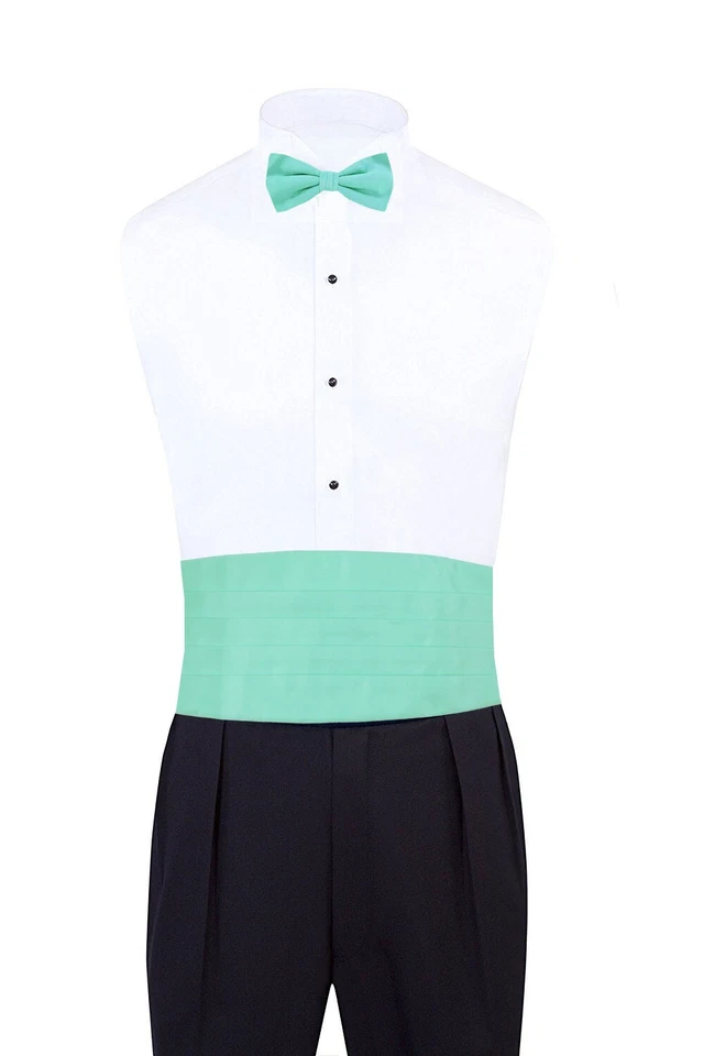 Conjunto de pajarita de pajarita de 3 piezas acuática maciza para hombre formal graduación bodas Foto 3 de 3