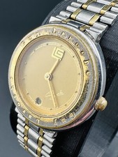 WORKING VINTAGE "GUY LAROCHE" DESIGNER LADIES WATCH GOLD SILVER TONE Date/Day i3