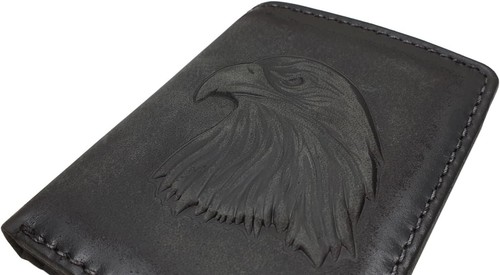 Kleine Echt Büffel-Vollleder Geldbörse Geldbeutel Portemonnaie 3D Adler RFID - Bild 2 von 7