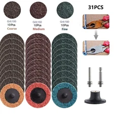 31PC 2in Roll Lock Surface Conditioning Die Grinder Sanding Disc Set with Holder