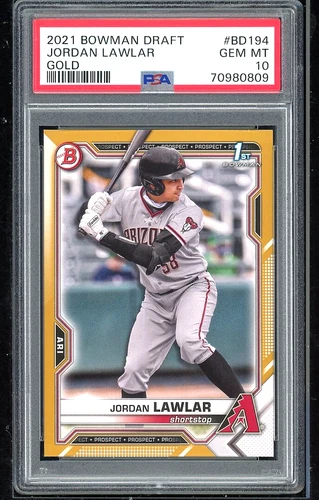 Jordan Lawlar 2021 Bowman Draft Gold /50 #BD194 PSA 10