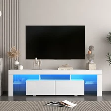 High Gloss TV Stand Cabinet Unit w/ LED Light Entertainment Center for 65" TV