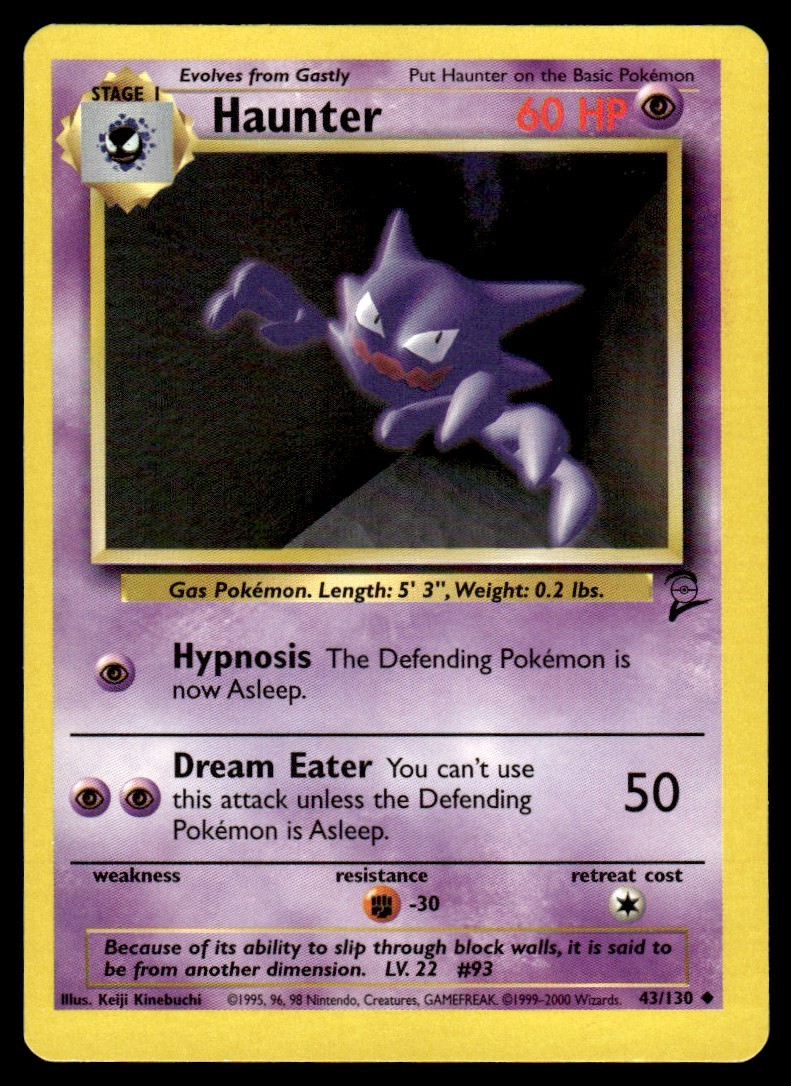 2000 Pokemon Classic - Base Set 2 Haunter #43 Light Play