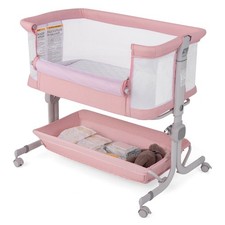 Baby Bassinet Bedside Sleeper w/6-Level Adjustable Height 3-in-1 design